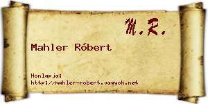 Mahler Róbert névjegykártya