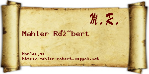 Mahler Róbert névjegykártya